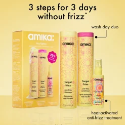 Amika Frizz Fighters Anti-Frizz Wash + Care Set 610ml (Worth £66)