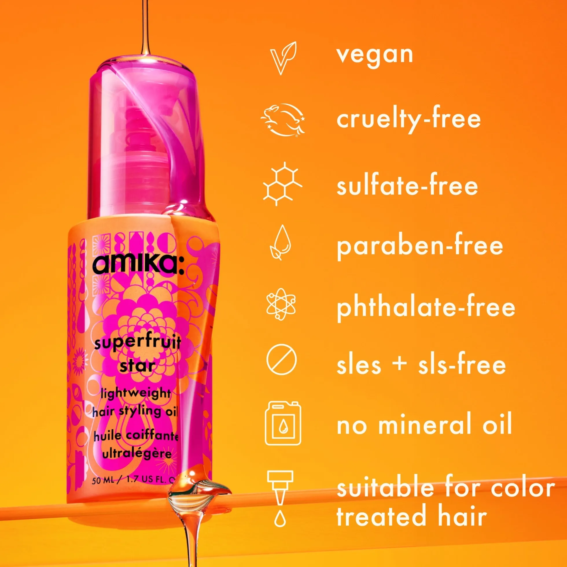 Amika Superfruit Star Lightweight Hair Styling Oil 50ml