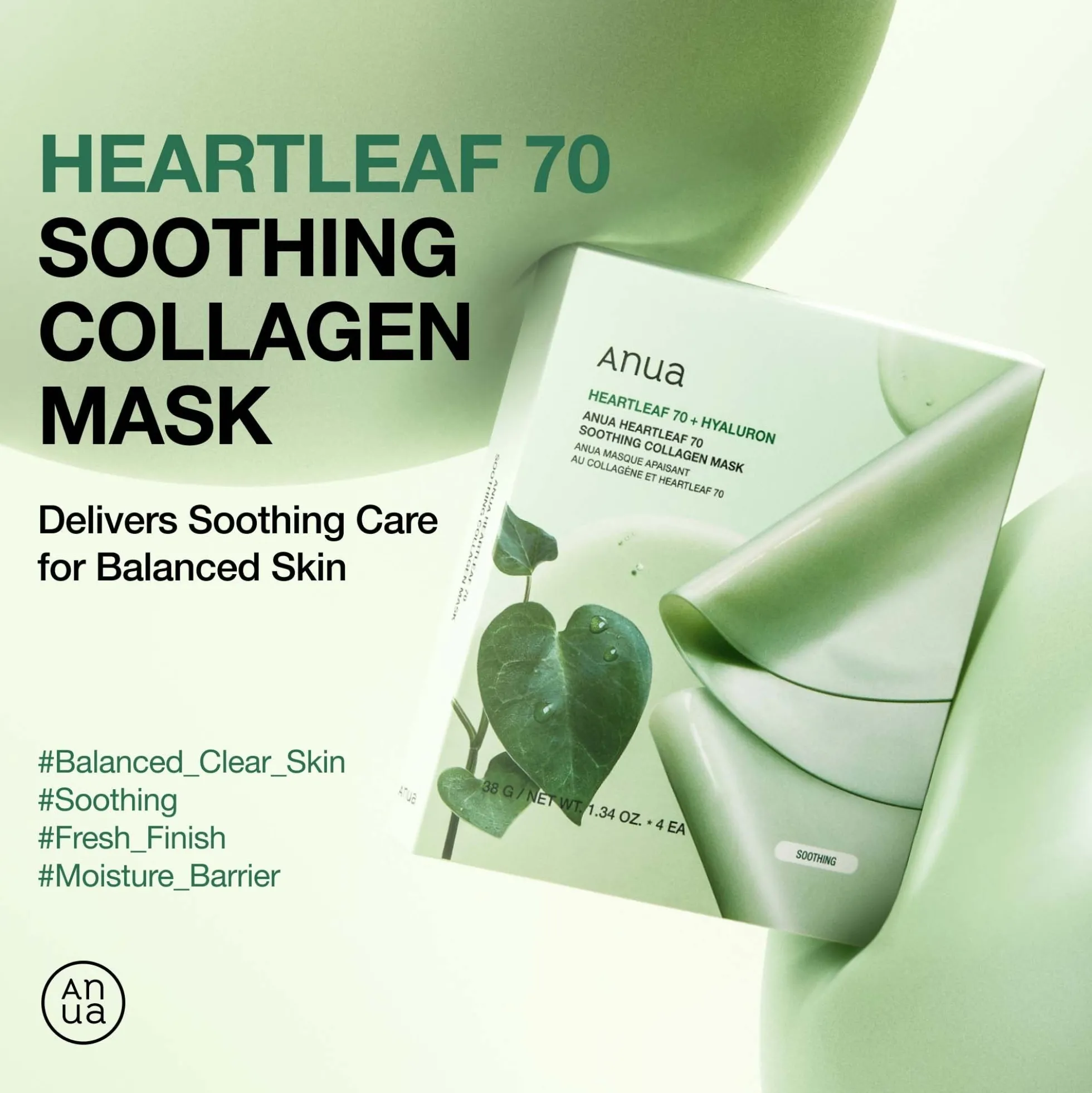 Anua Heartleaf 70 Soothing Collagen Mask (4 Sheets) 38g