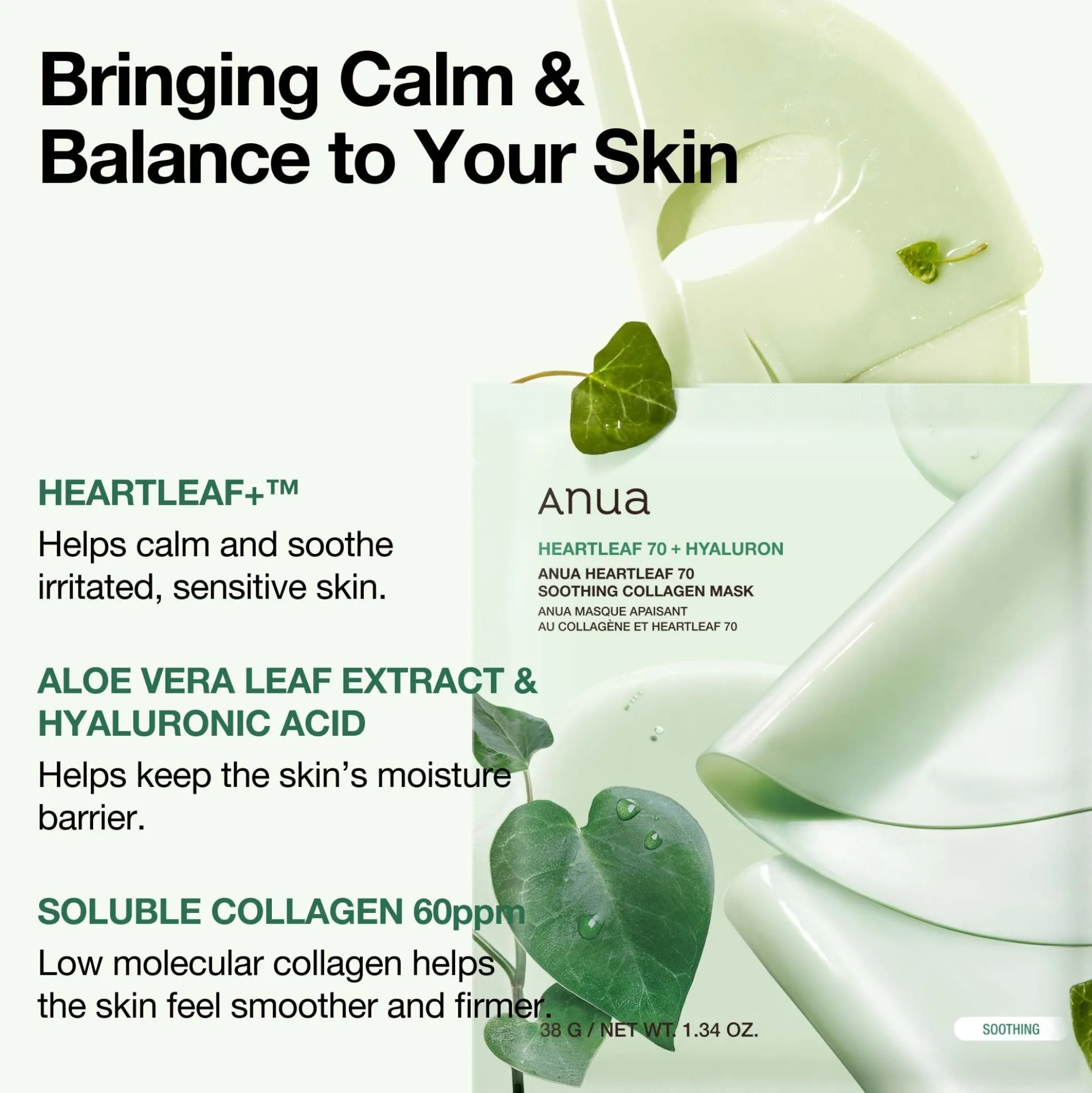 Anua Heartleaf 70 Soothing Collagen Mask (4 Sheets) 38g
