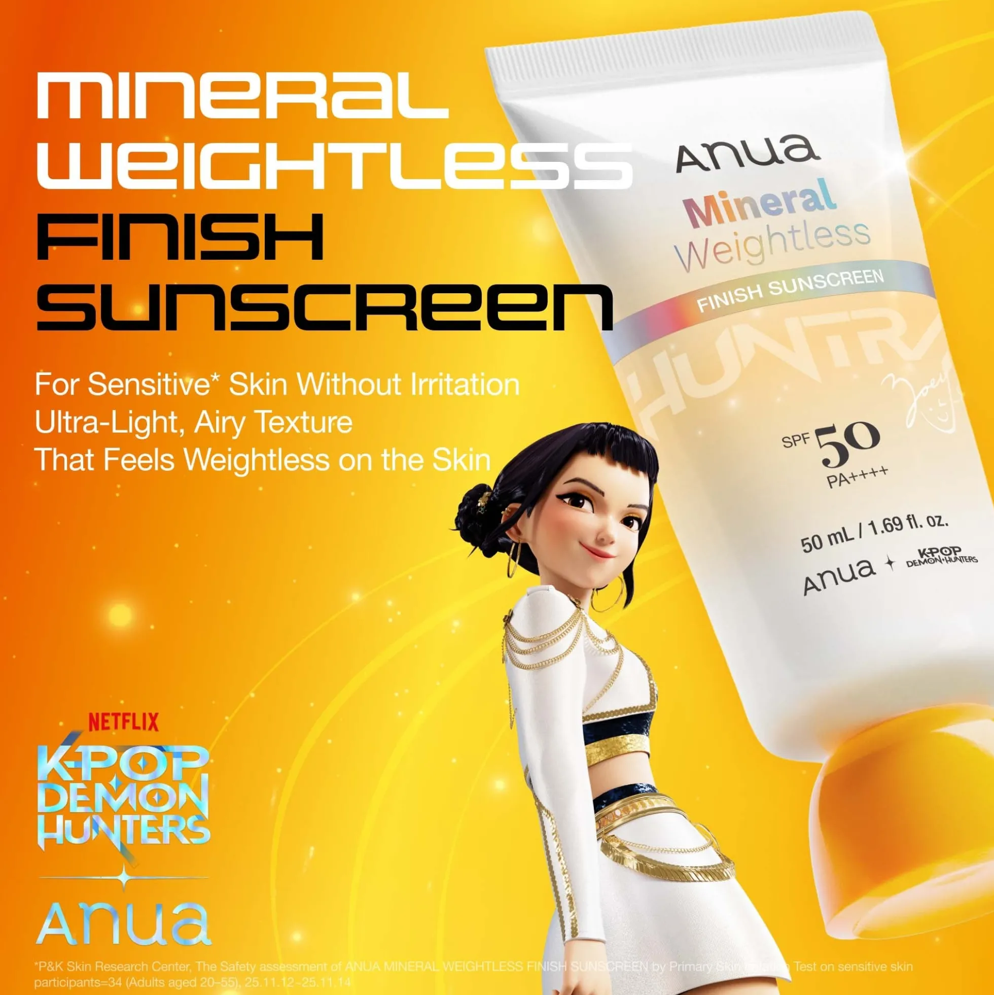 Anua KPop Demon Hunters Mineral Weightless Finish SPF50 Sunscreen 50ml