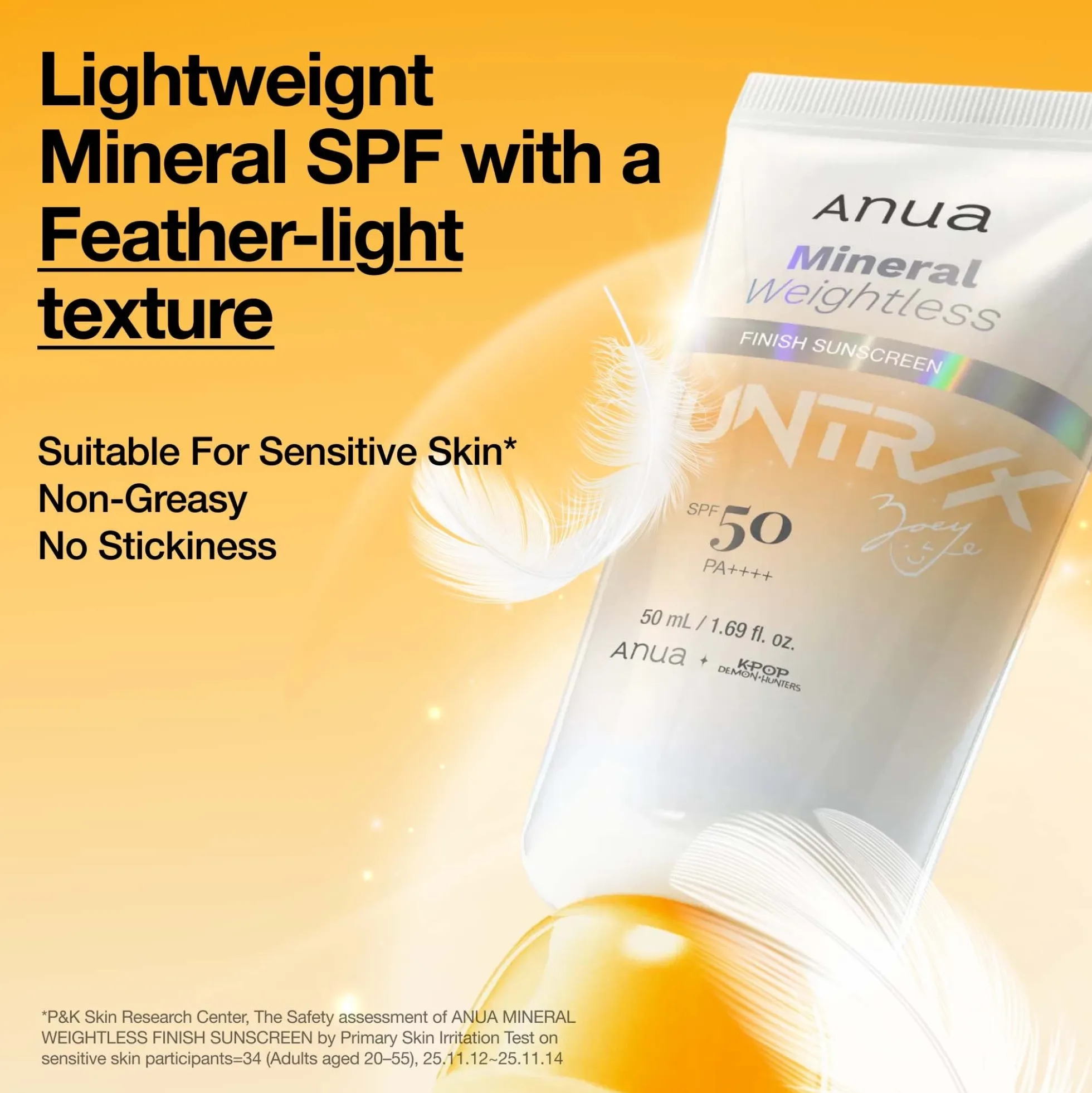 Anua KPop Demon Hunters Mineral Weightless Finish SPF50 Sunscreen 50ml