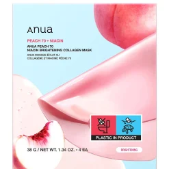 Anua Peach 70 Niacin Brightening Collagen Mask (4 Sheets) 38g