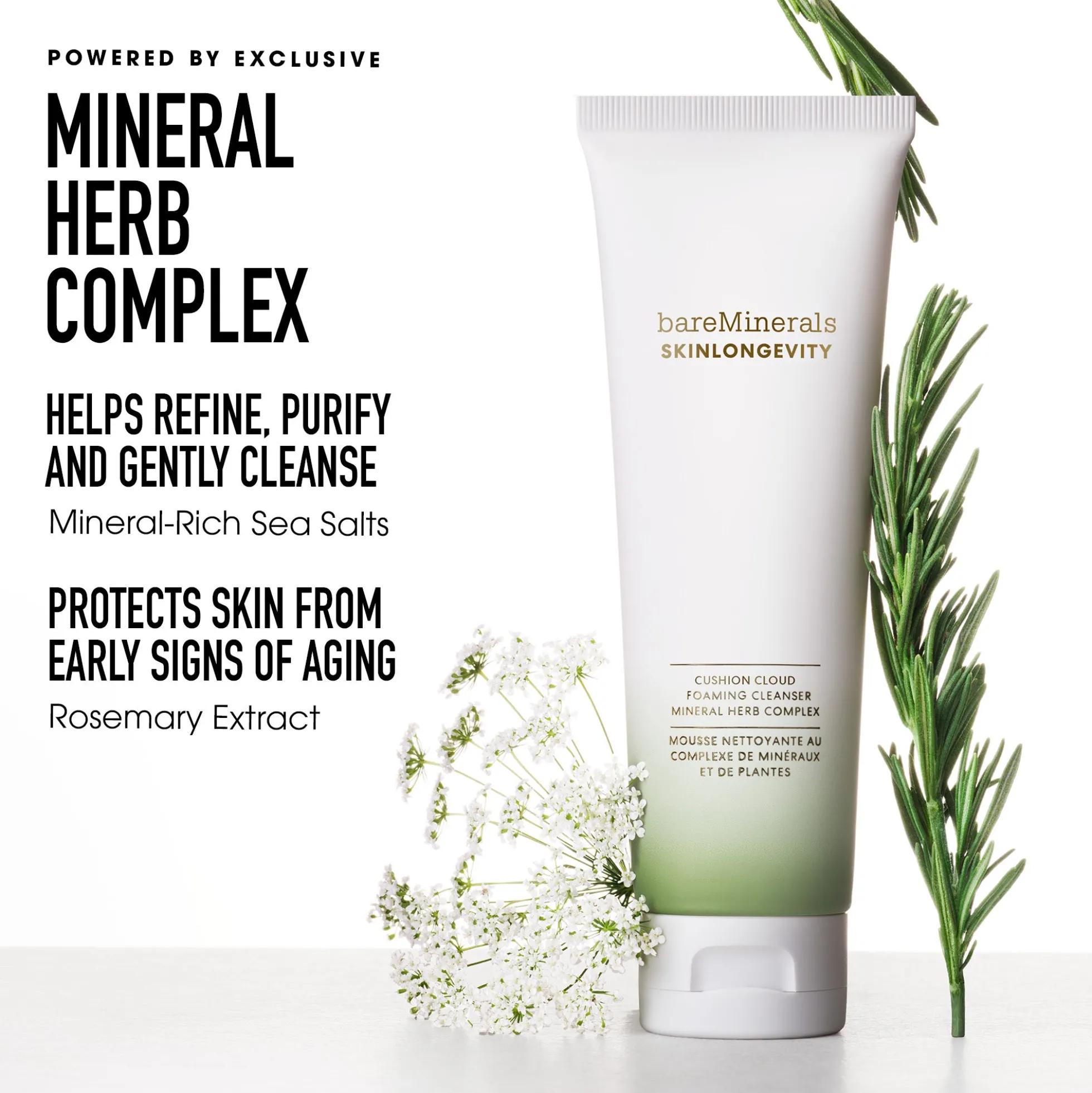 bareMinerals SKINLONGEVITY Cushion Cloud Foaming Cleanser 120ml
