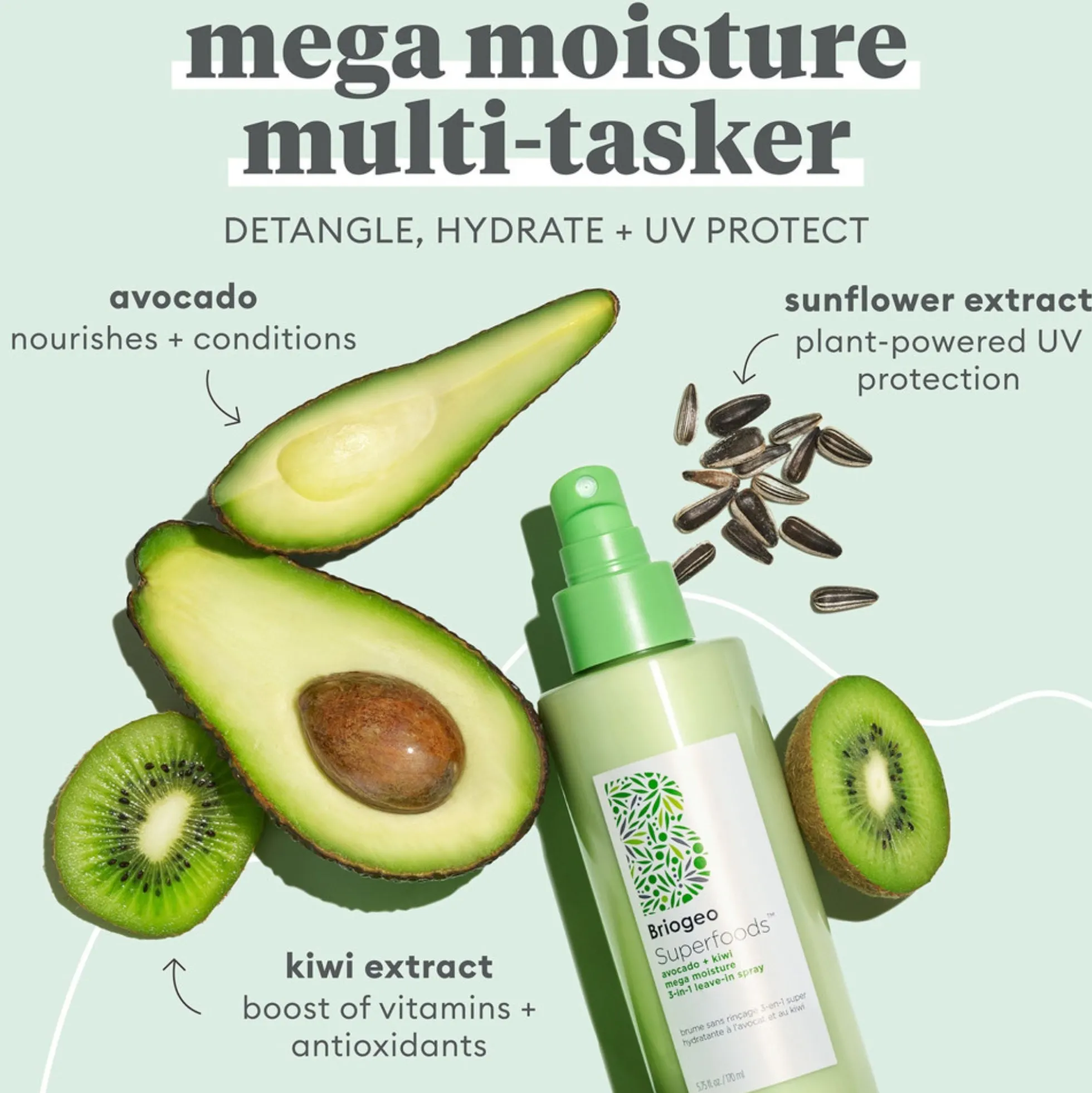 Briogeo Superfoods Avocado and Kiwi Mega Moisture 3-In-1 Leave-In Spray 170ml