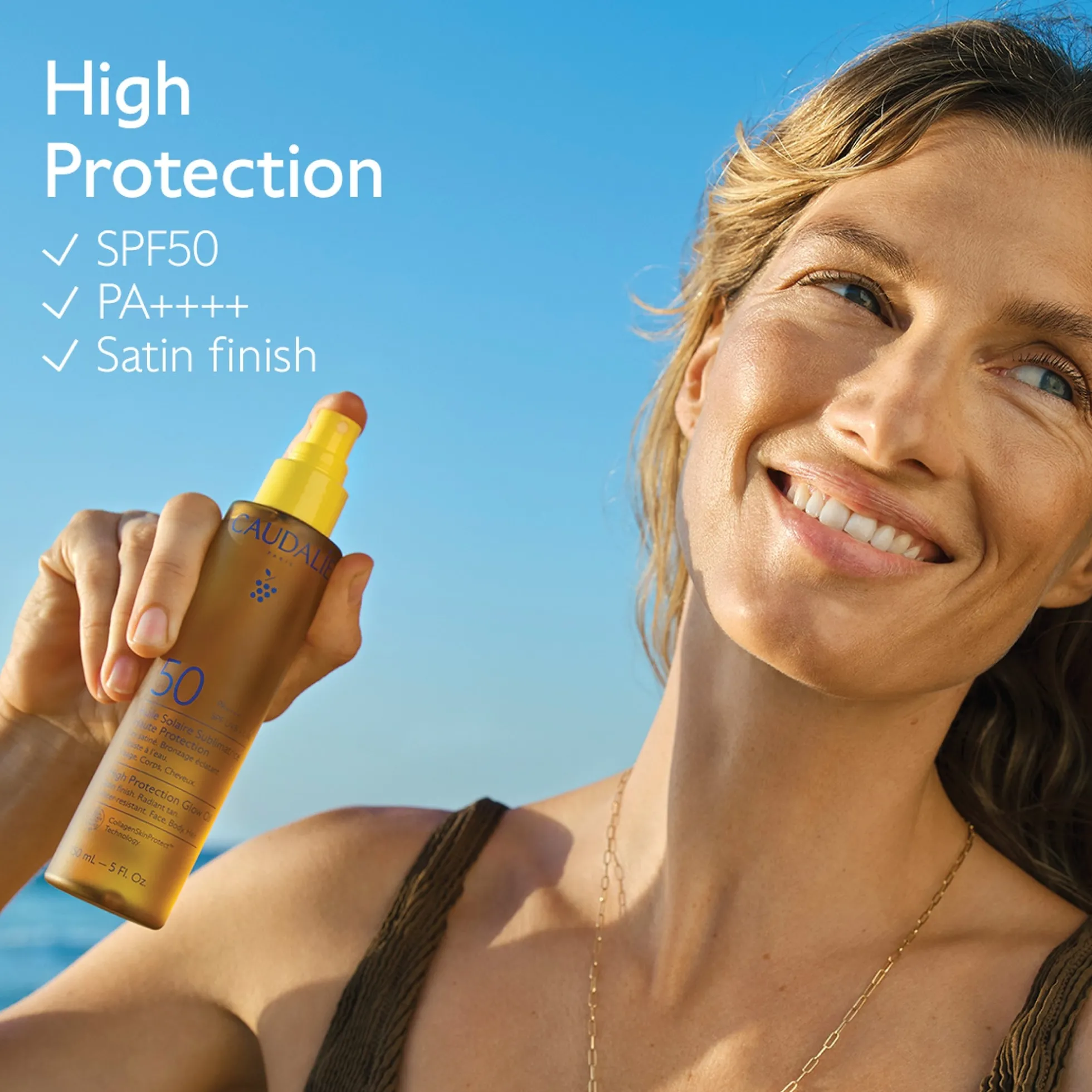 Caudalie High Protection Glow Sun Oil SPF50 for Face, Body & Hair 150ml