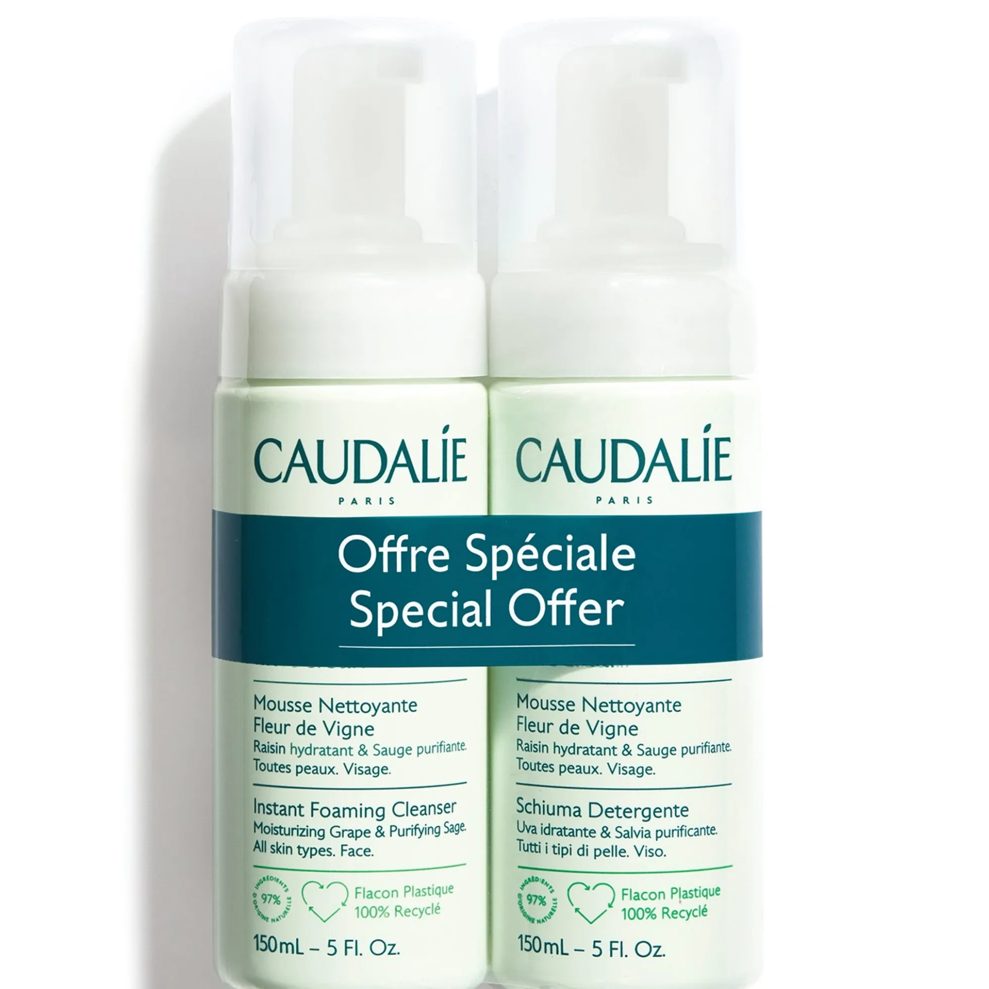 Caudalie Vinoclean Instant Foaming Cleanser Duo (Worth £30.00)