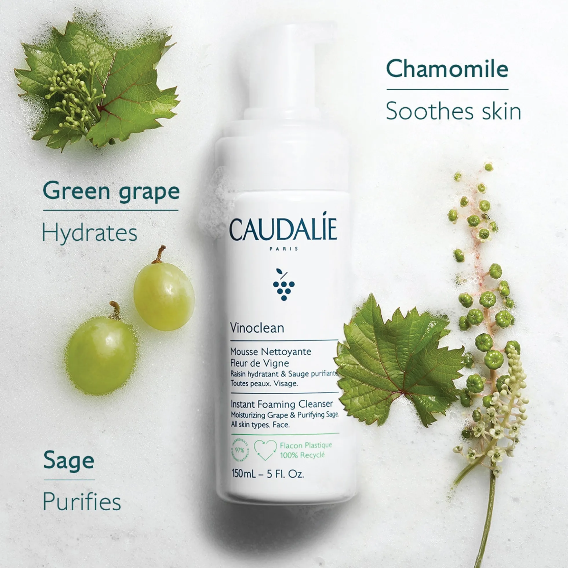 Caudalie Vinoclean Instant Foaming Cleanser Duo (Worth £30.00)