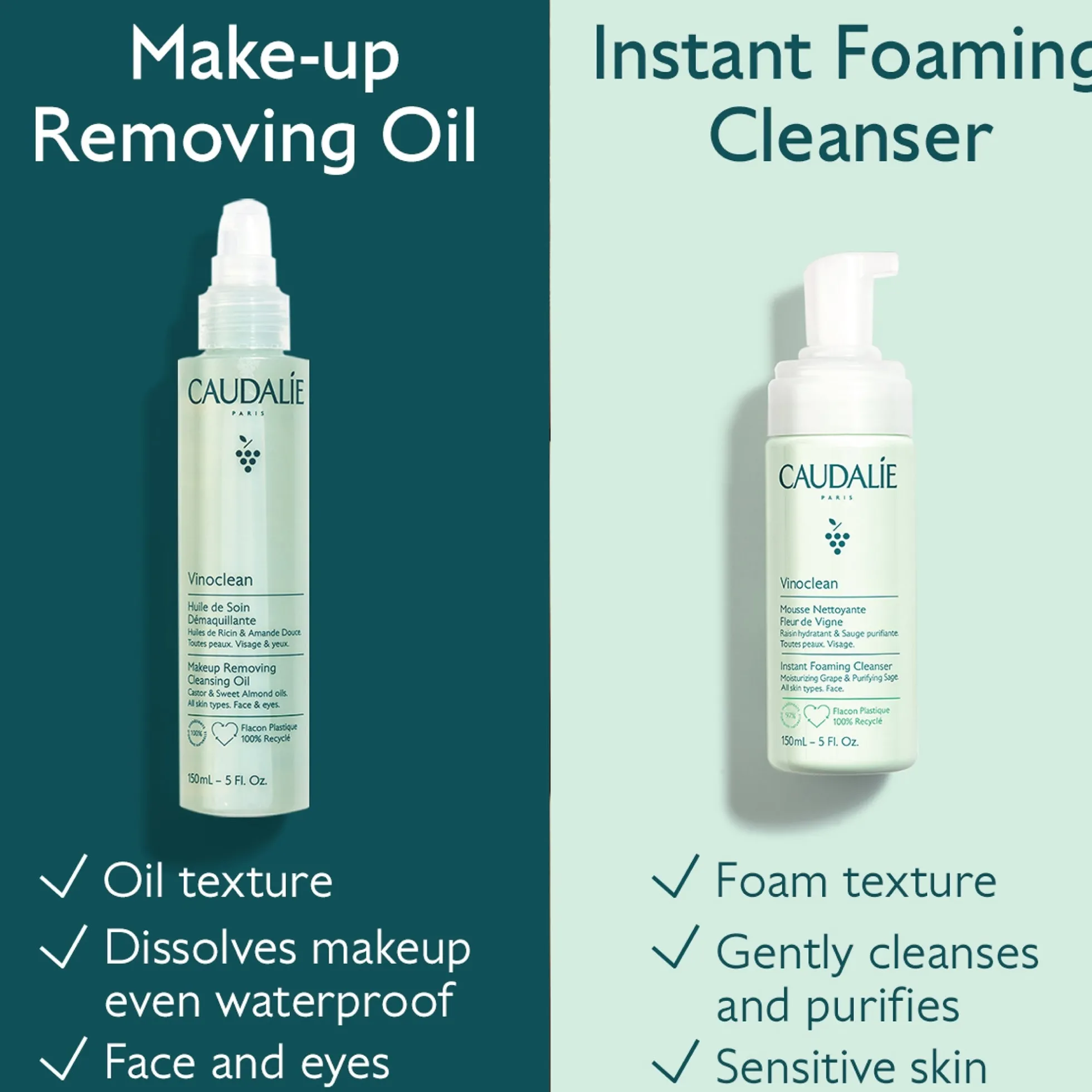 Caudalie Vinoclean Instant Foaming Cleanser Duo (Worth £30.00)
