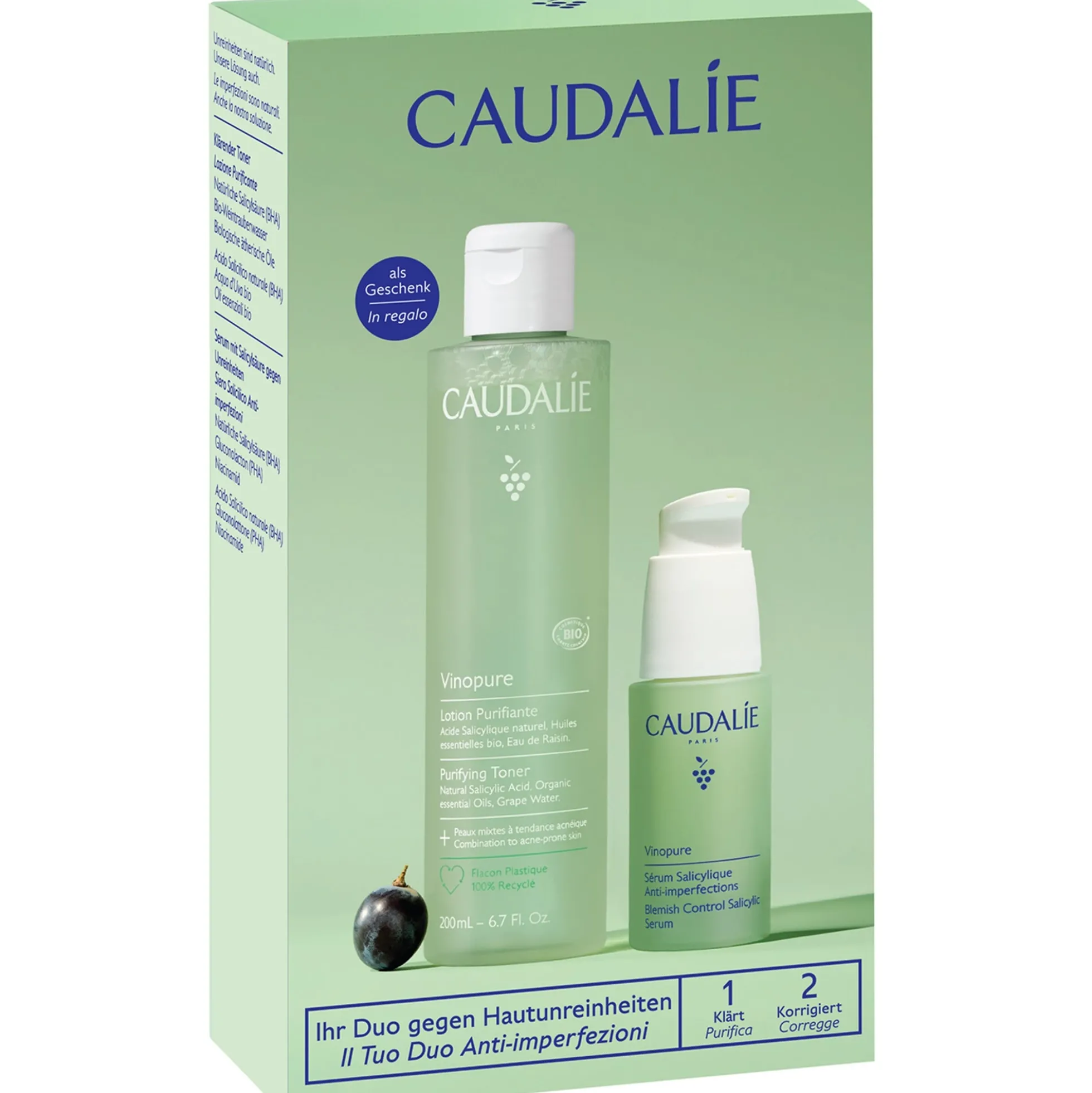 Caudalie Vinopure Clear Skin Tone & Treat Set (Worth £54.00)