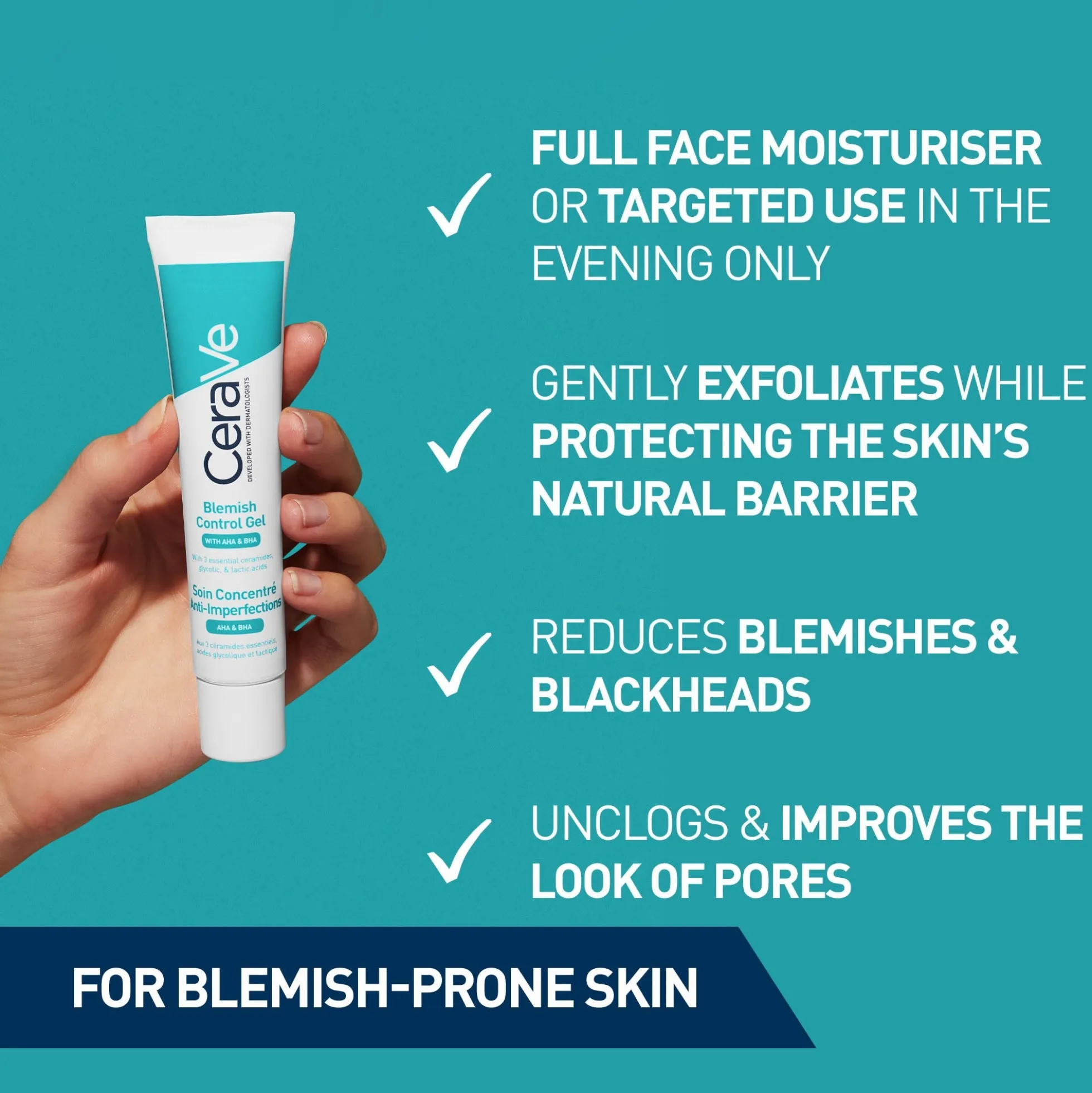 CeraVe Blemish Control Gel Moisturiser with 2% Salicylic Acid & Niacinamide for Blemish-Prone Skin 40ml