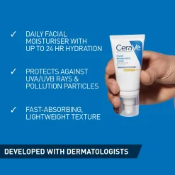 CeraVe Day & Night Facial Moisturising Duo for Dry Skin with SPF 50 and Niacinamide