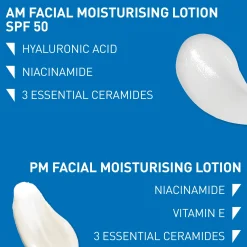 CeraVe Day & Night Facial Moisturising Duo for Dry Skin with SPF 50 and Niacinamide