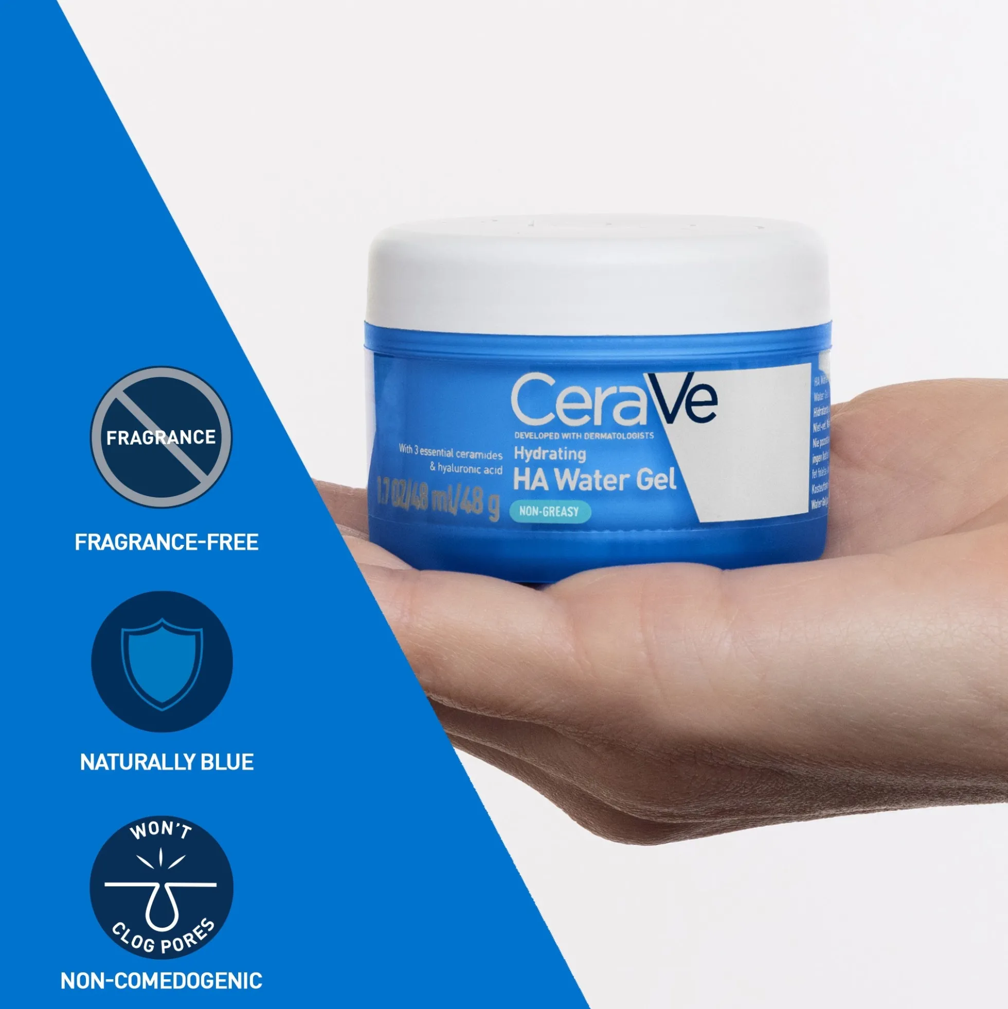 CeraVe Hydrating Hyaluronic Acid Water Gel for Plumping Hydration with Ceramides,Hyaluronic Acid & Niacinamide 48ml