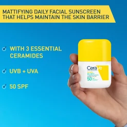 CeraVe Invisible Dry Touch Fluid Sunscreen SPF 50 for normal to oily skin with 3 essential ceramides 50 ml
