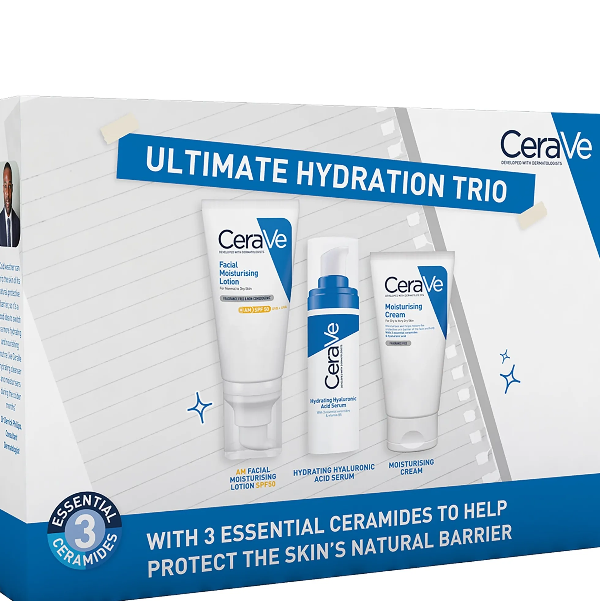 CeraVe Ultimate Hydration Routine: Moisturiser, SPF and Hyaluronic Acid Serum Set