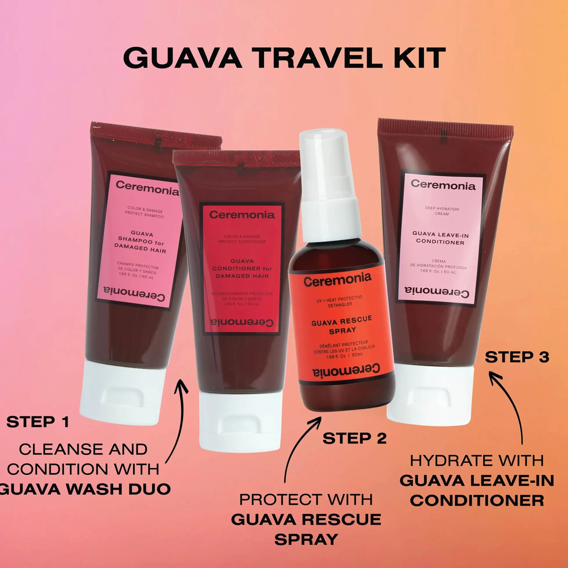 Ceremonia Guava Travel Kit (Worth £58.00)