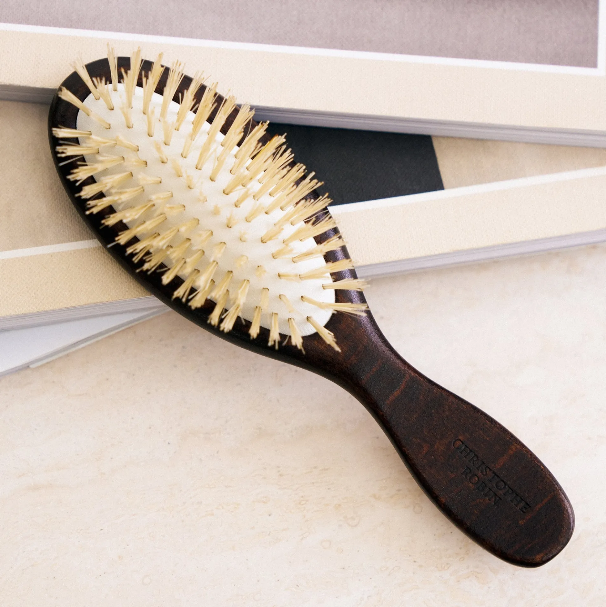 Christophe Robin Travel Hairbrush with Natural Boar-Bristle and Wood