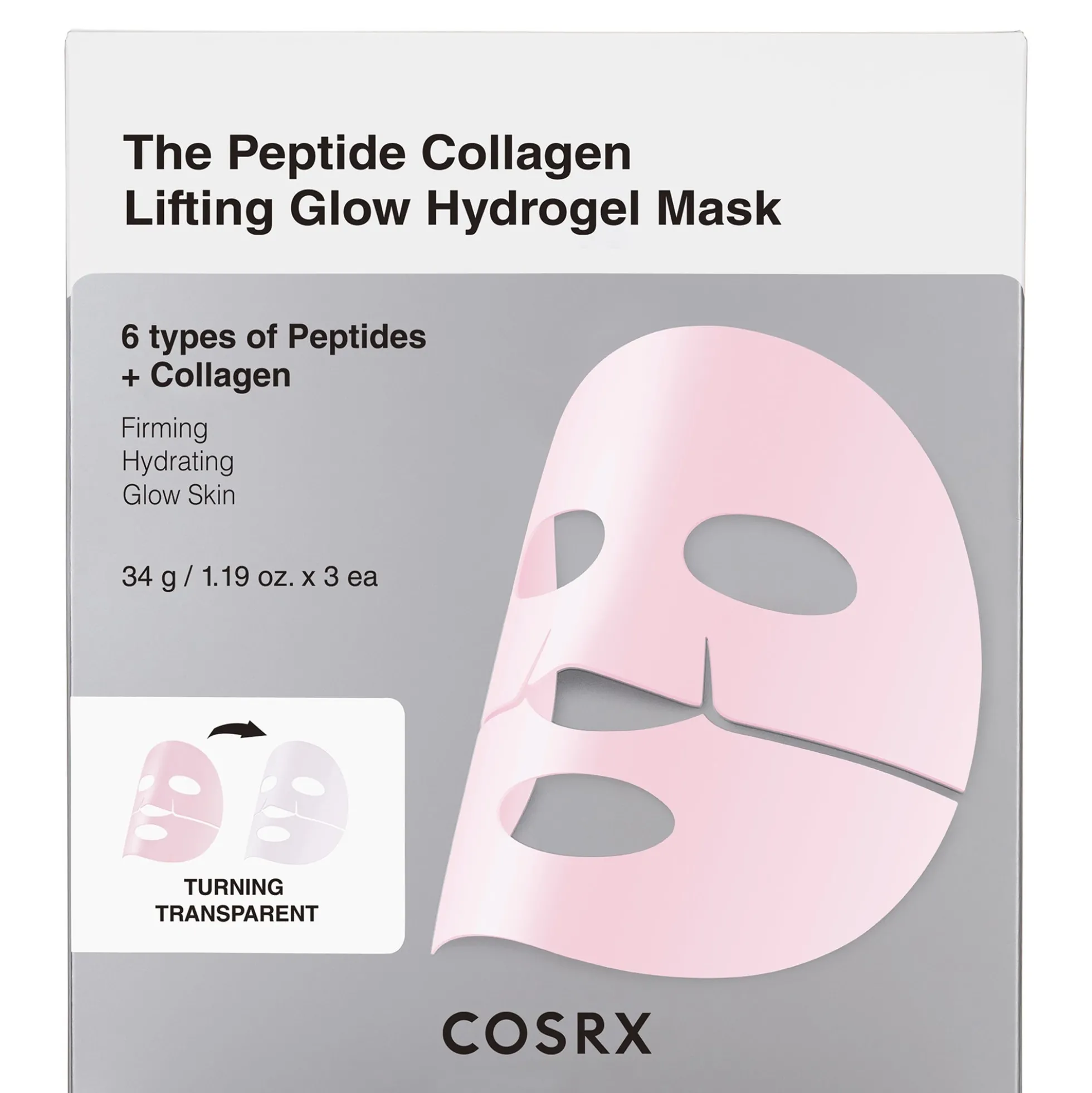COSRX The Peptide Collagen Lifting Glow Hydrogel Mask 3EA