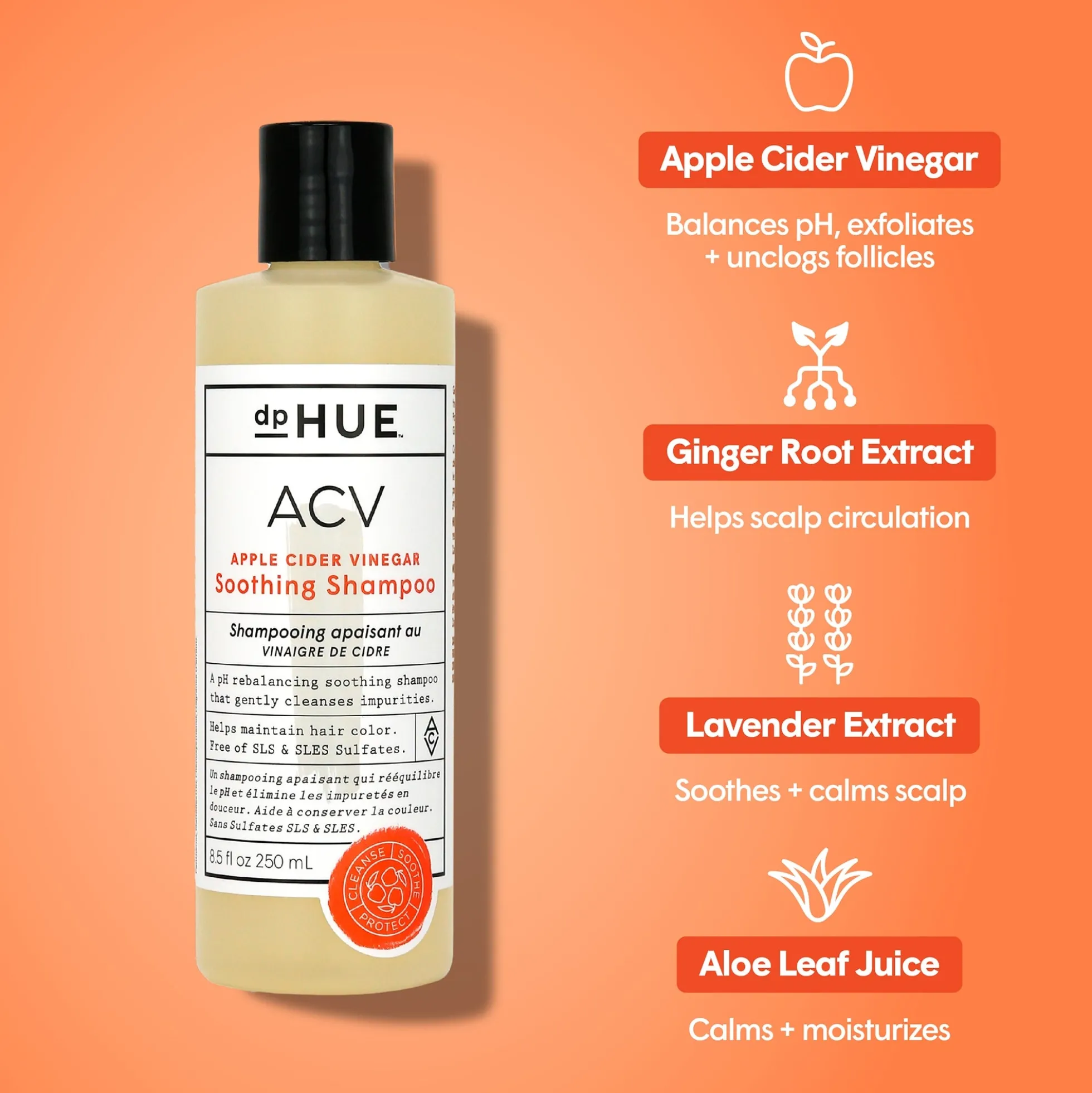 dpHUE Apple Cider Vinegar Soothing Shampoo 8.5 oz.