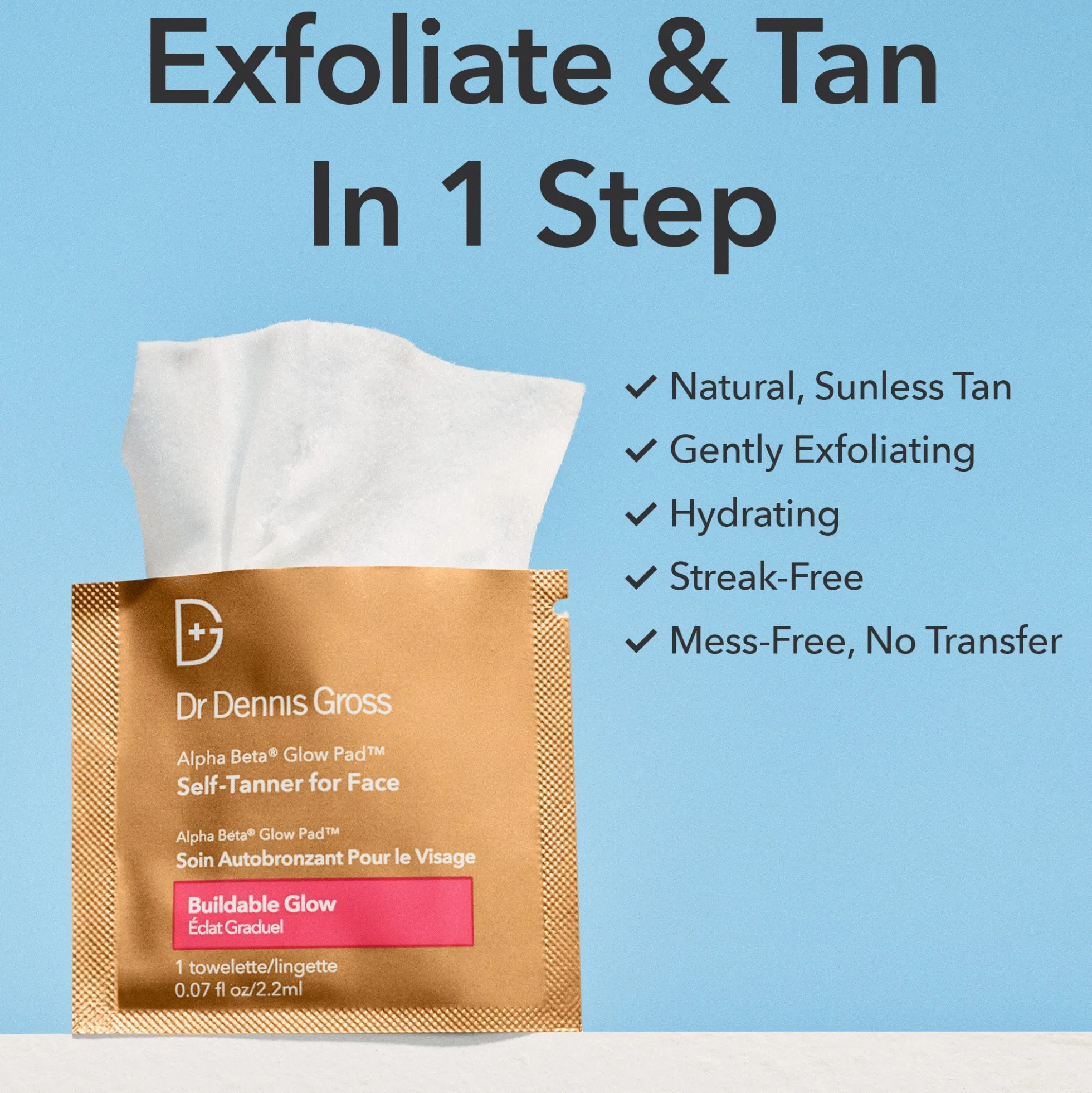 Dr Dennis Gross Skincare Alpha Beta Glow Pad Self-Tanner for Face 2.2ml