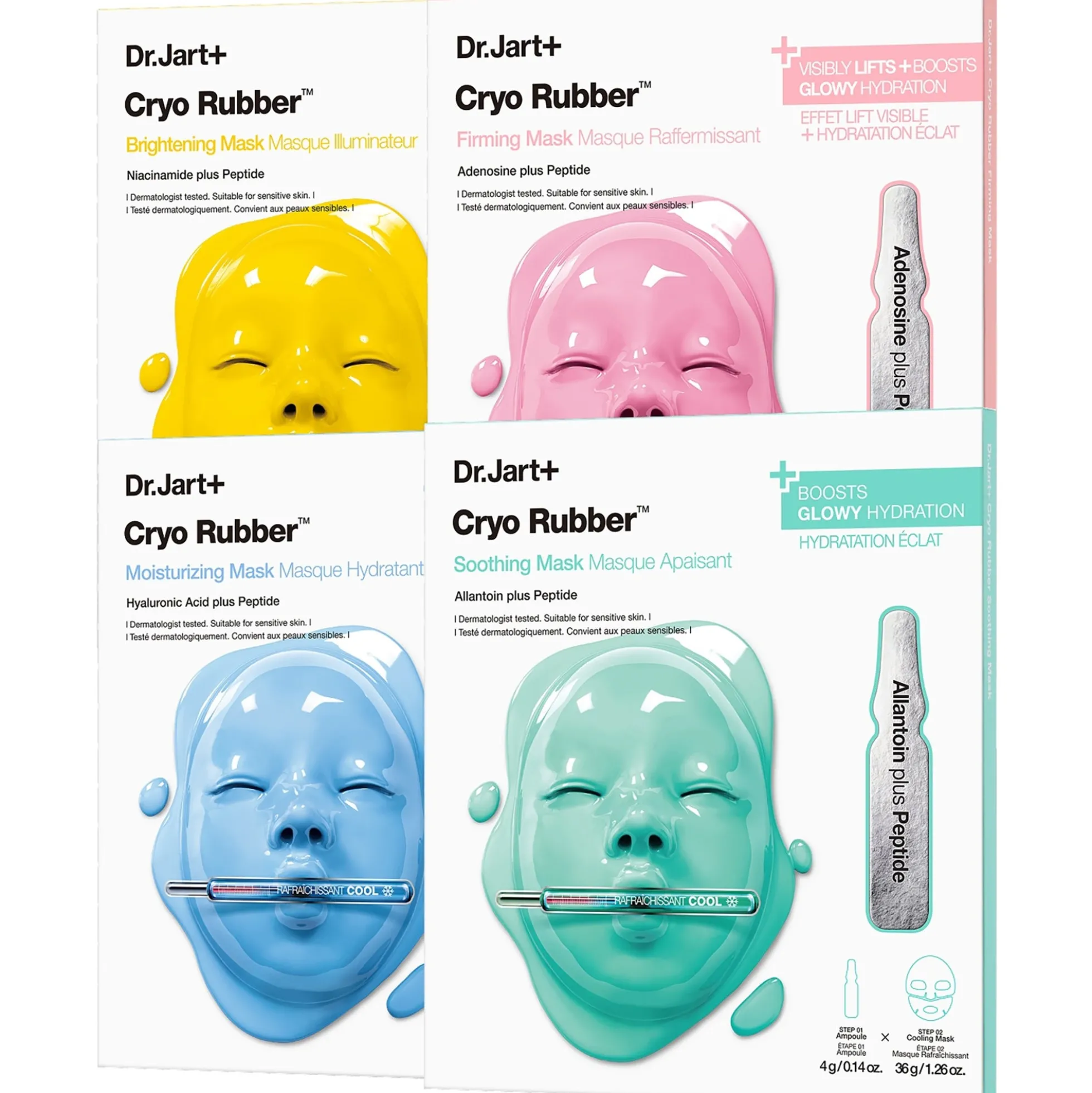Dr.Jart+ Cryo Rubber Korean Hydrogel Face Mask – K-Glow Bundle (4 Pack)