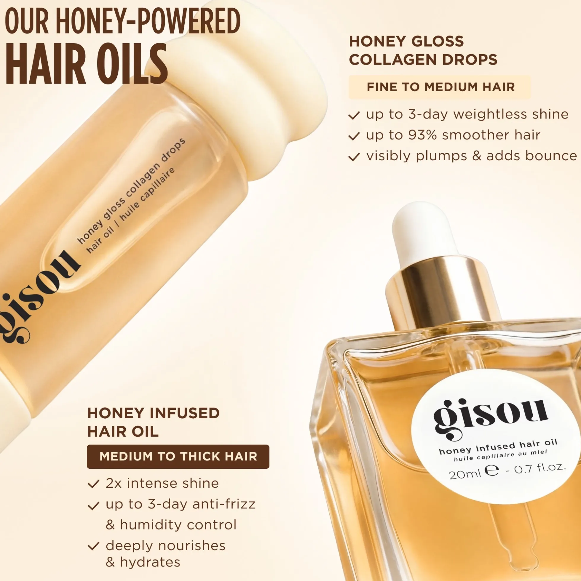Gisou Honey Gloss Collagen Drops Hair Oil 20ml