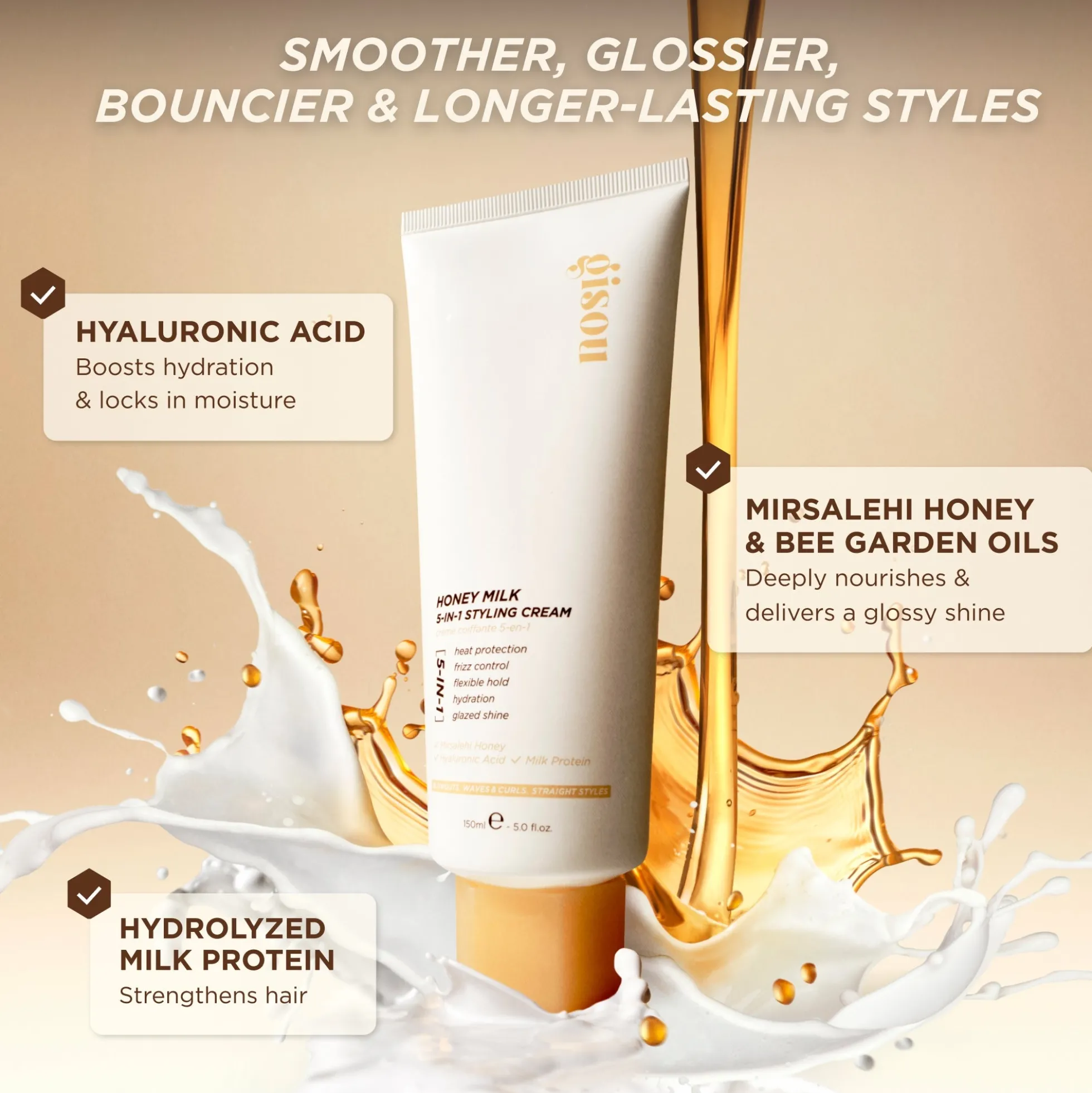 Gisou Honey Milk 5-in-1 Styling Cream 150ml