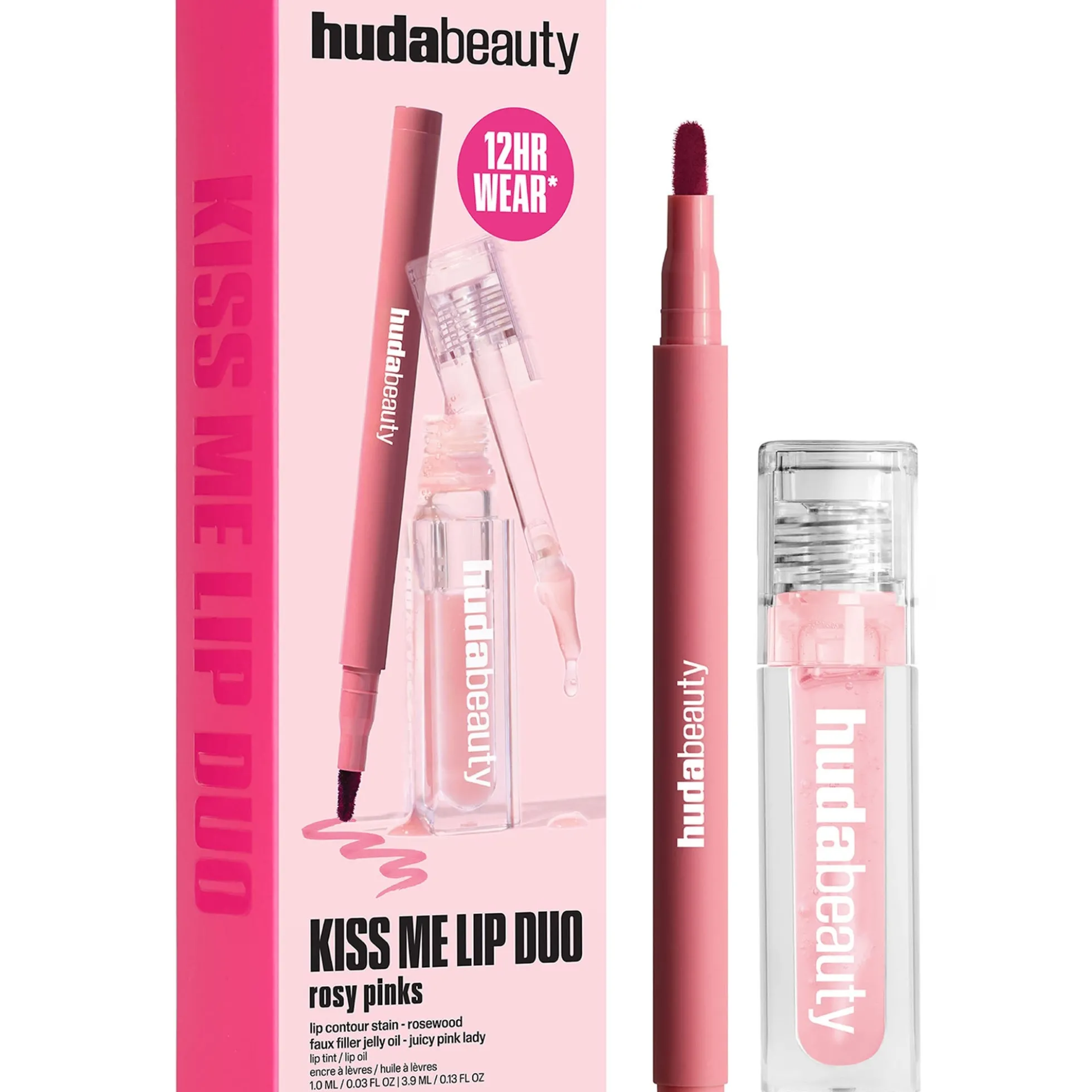 HUDA BEAUTY Kiss Me Rosy Pink Lip Duo (Worth £43)