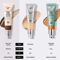 IT Cosmetics CC+ and Nude Glow Lightweight Foundation and Glow Serum with SPF40 32ml (Various Shades)