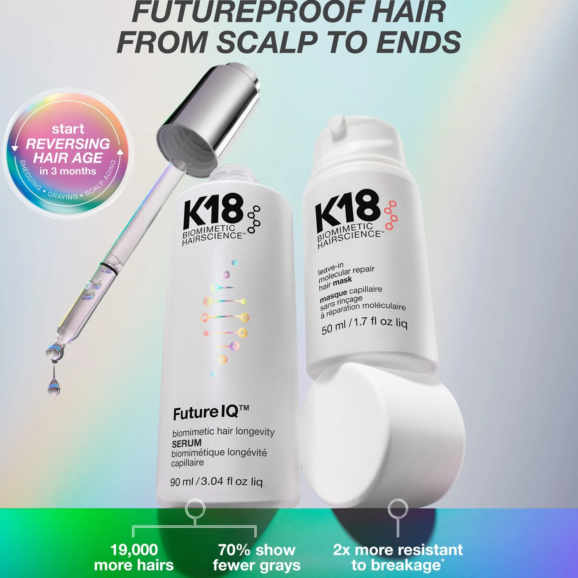K18 Biomimetic Hairscience FutureIQ Biomimetic Hair Longevity Serum 90ml