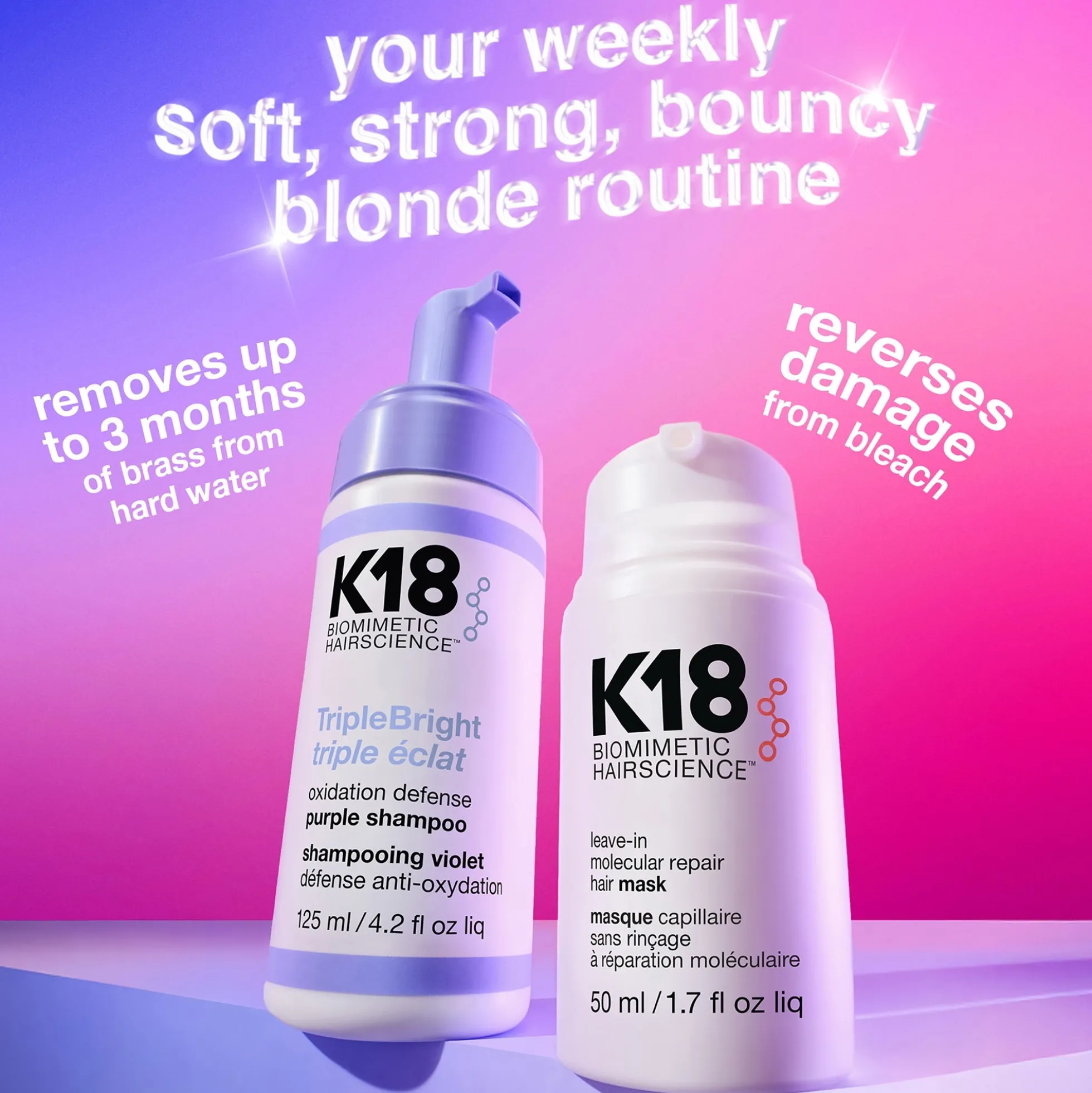 K18 Biomimetic Hairscience TripleBright Oxidation Defense Purple Shampoo 125ml
