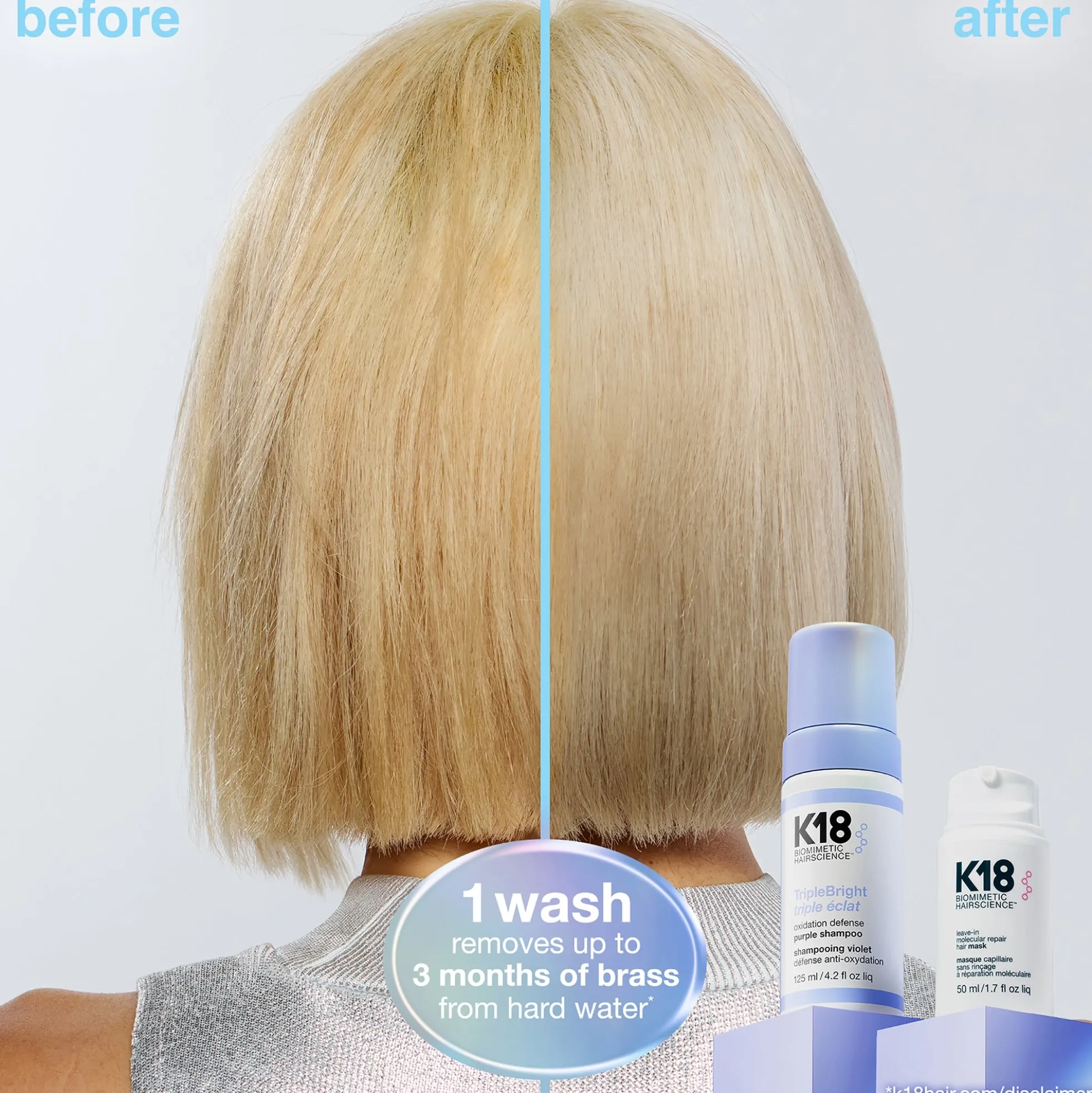 K18 Biomimetic Hairscience TripleBright Oxidation Defense Purple Shampoo 125ml