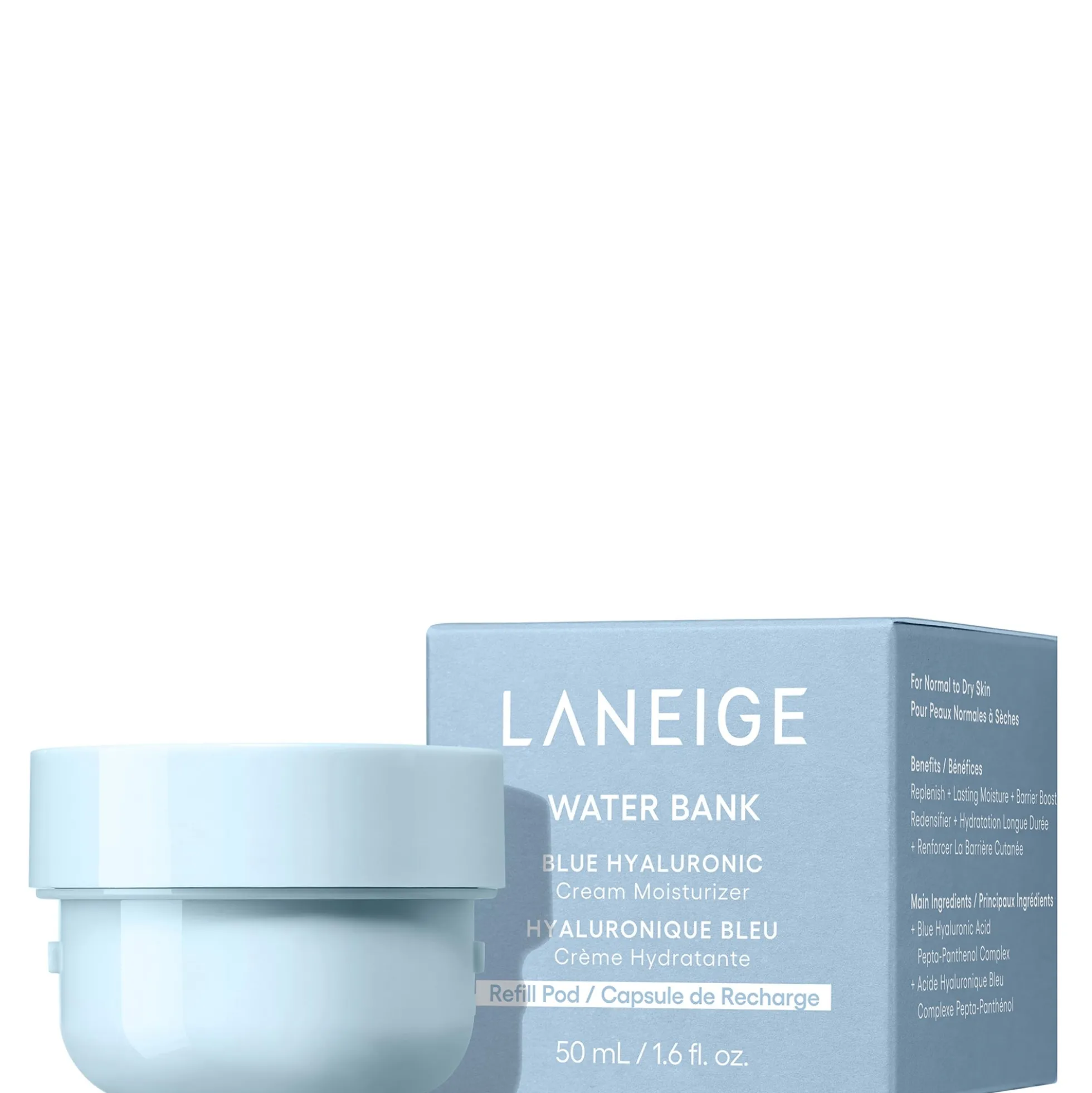 LANEIGE Water Bank Blue Hyaluronic Acid Cream Moisturiser 50ml + Refill 50ml Bundle