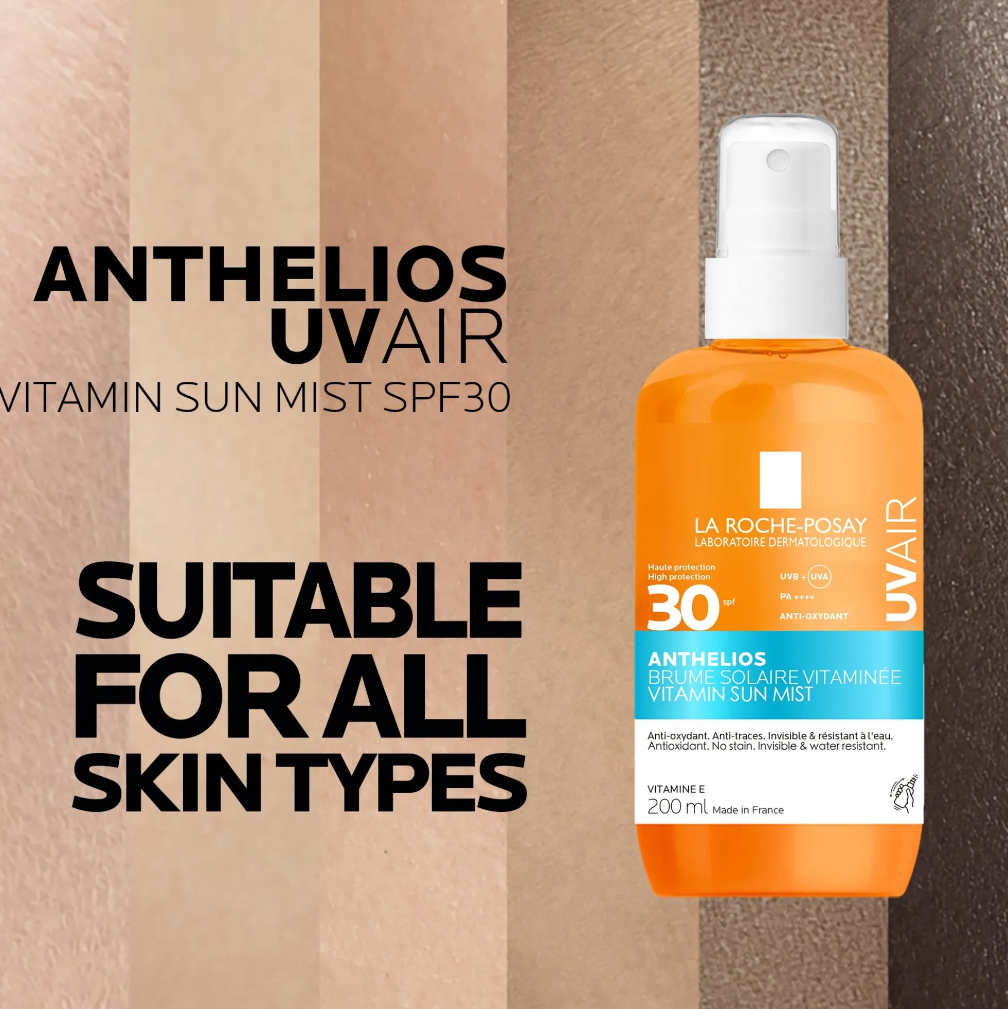 La Roche Posay Anthelios UVAIR Vitamin Sun Mist SPF30, High UV Protection, With Vitamin E & Hyaluronic Acid,200ml