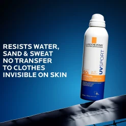 La Roche Posay Anthelios UV Sport Invisible Refreshing Mist SPF50+ with Vitamin e + glycerin + and La Roche Posay thermal water, for all skin types, 200ml
