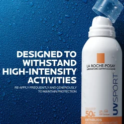 La Roche Posay Anthelios UV Sport Invisible Refreshing Mist SPF50+ with Vitamin e + glycerin + and La Roche Posay thermal water, for all skin types, 200ml