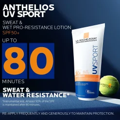 La Roche Posay Anthelios UVSPORT Wet & Sweat Pro-Resistance Lotion SPF50+, with Vitamin E, Glycerin & La Roche Posay Thermal Water, All skin types, 200ml