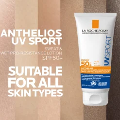 La Roche Posay Anthelios UVSPORT Wet & Sweat Pro-Resistance Lotion SPF50+, with Vitamin E, Glycerin & La Roche Posay Thermal Water, All skin types, 200ml