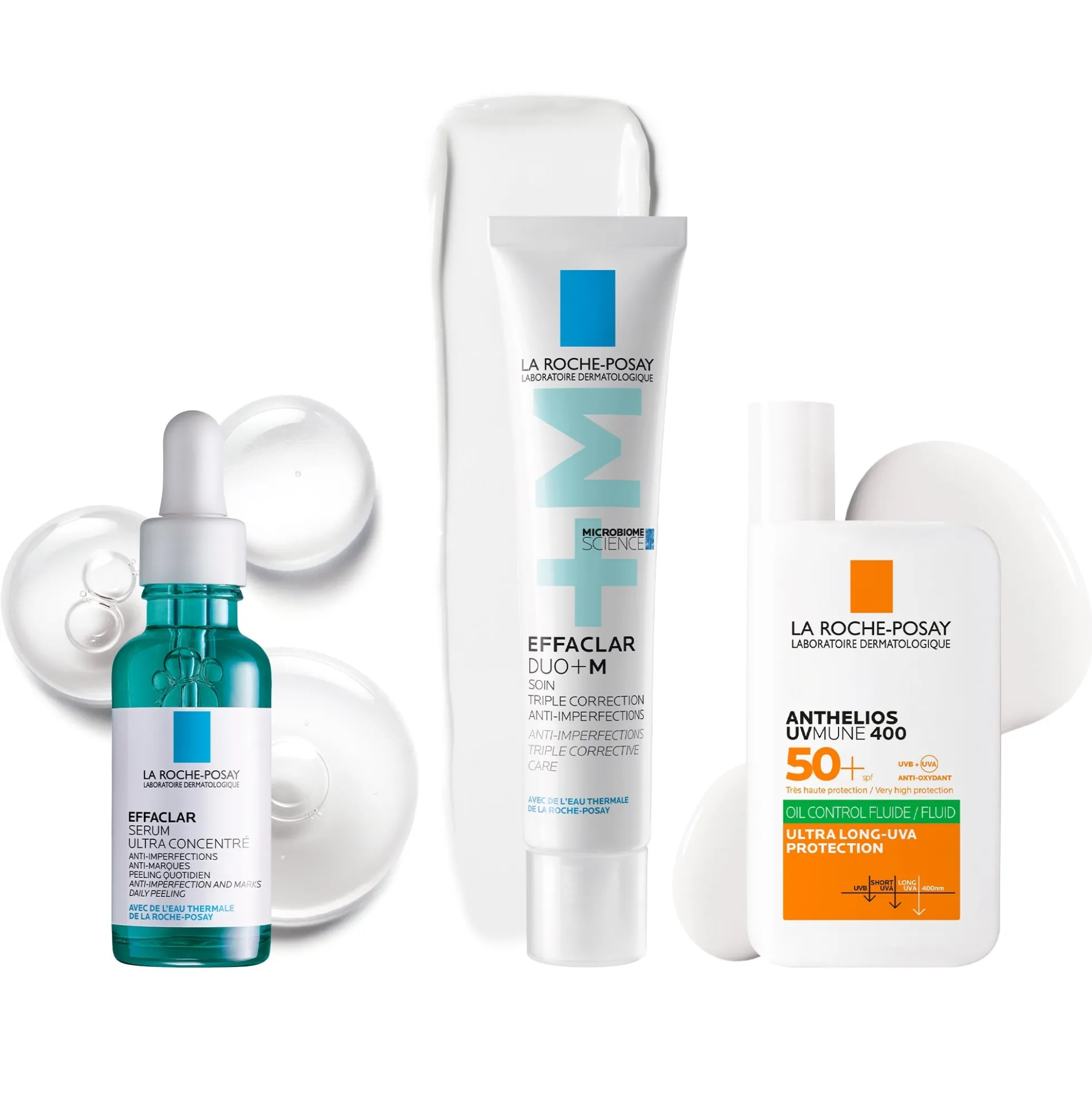 La Roche-Posay Breakout-Fighting and Post-Acne Mark Set: Effaclar Serum, Duo+M Anti Blemish Corrective Care and SPF50+