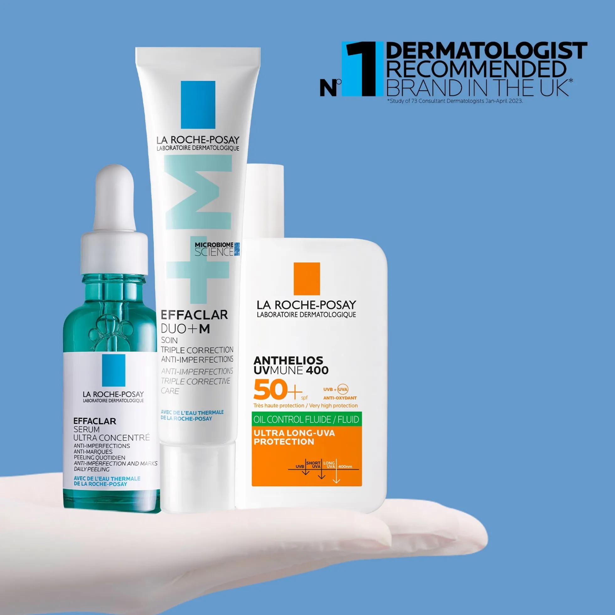 La Roche-Posay Breakout-Fighting and Post-Acne Mark Set: Effaclar Serum, Duo+M Anti Blemish Corrective Care and SPF50+