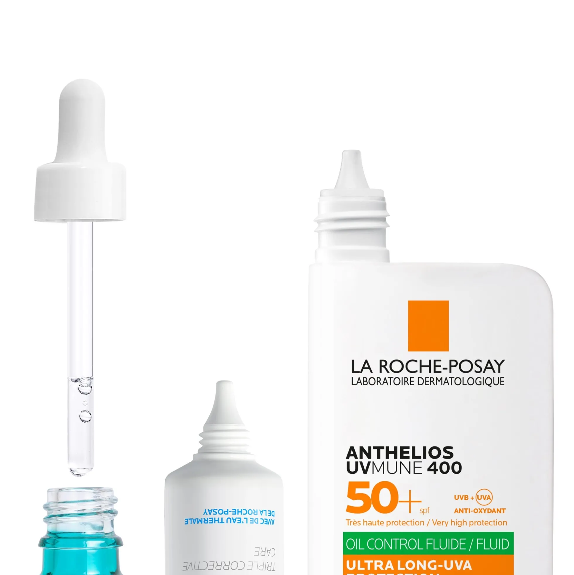 La Roche-Posay Breakout-Fighting and Post-Acne Mark Set: Effaclar Serum, Duo+M Anti Blemish Corrective Care and SPF50+