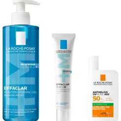 La Roche-Posay Breakout-Fighting Set- Medium Strength: Effaclar Cleanser, Corrective Care and SPF50+