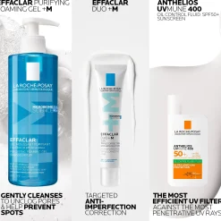 La Roche-Posay Breakout-Fighting Set- Medium Strength: Effaclar Cleanser, Corrective Care and SPF50+
