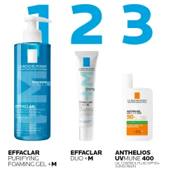 La Roche-Posay Breakout-Fighting Set- Medium Strength: Effaclar Cleanser, Corrective Care and SPF50+
