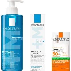La Roche-Posay Breakout-Fighting Set- Medium Strength: Effaclar Cleanser, Corrective Care and SPF50+