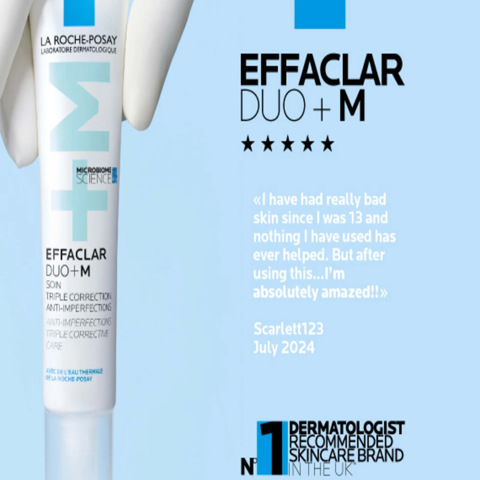 La Roche-Posay Effaclar Duo+M Anti-Blemish Corrective Gel Moisturiser for Oily, Blemish-Prone Skin 40ml