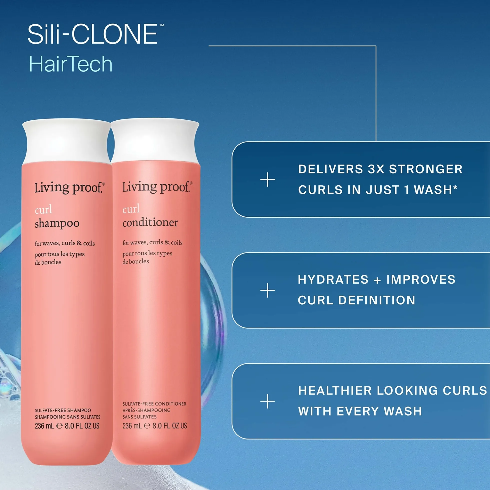 Living Proof Curl Shampoo and Conditioner Bundle for Stronger, Hydrated, Healthier Looking Curls (Worth £58)