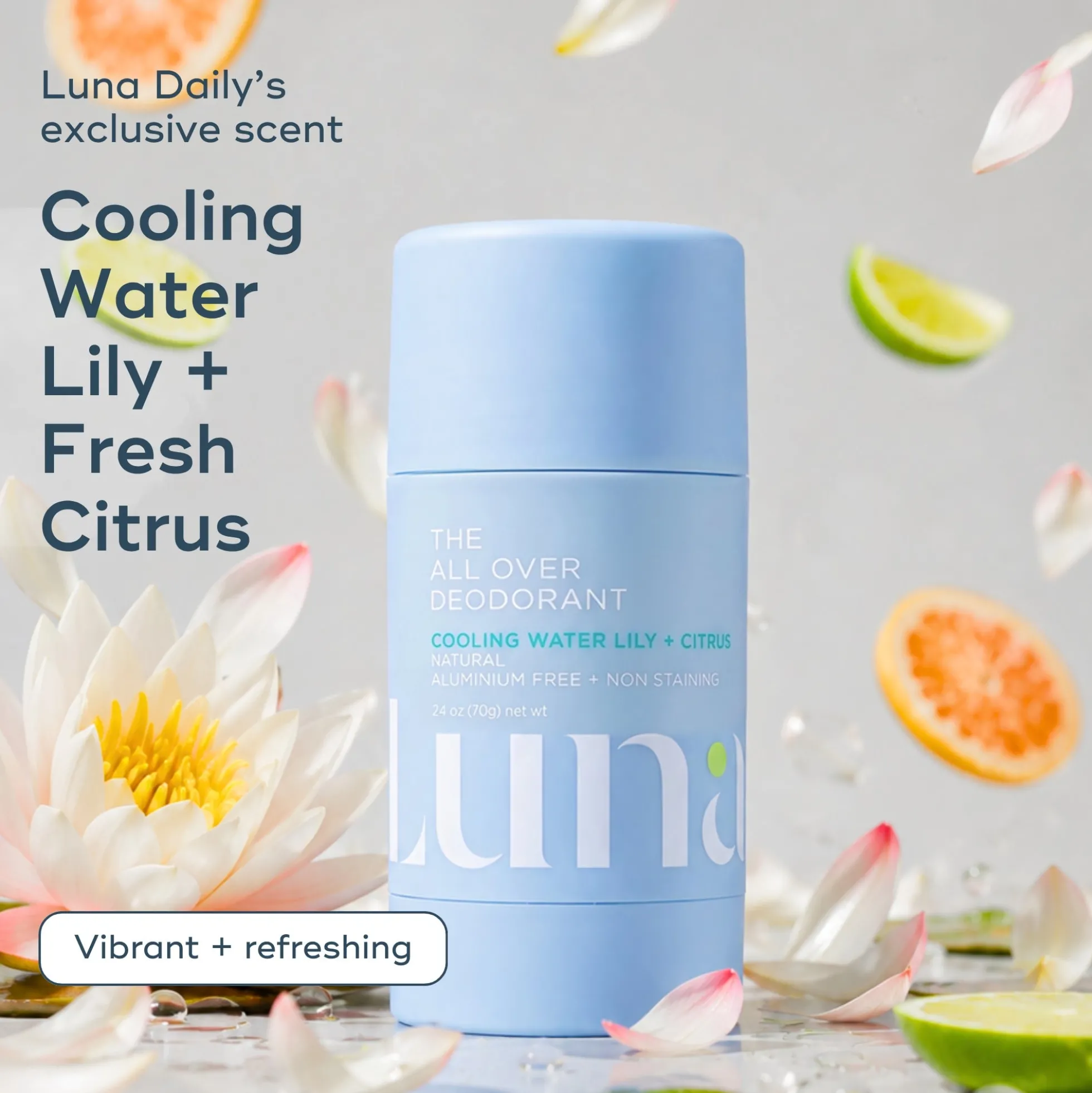 Luna Daily The All Over Deodorant™- Extra-strength, Natural, Non-Staining Body Deodorant Stick- Cooling