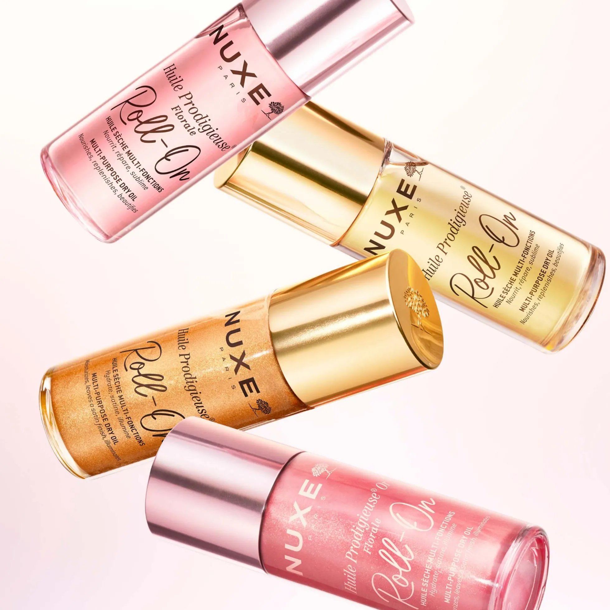 NUXE Huile Prodigieuse Floral Gold Shimmer Multi-Purpose Dry Oil for Face, Body and Hair Roll On 60ml